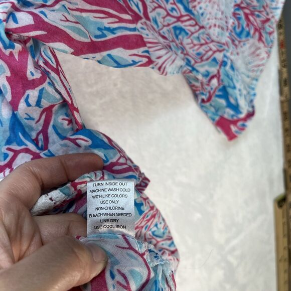 Casey Key Top Womens Plus Size 2X Crochet Ruffle 3/4 Sleeve Sheer Tunic Beachy - Picture 8 of 9